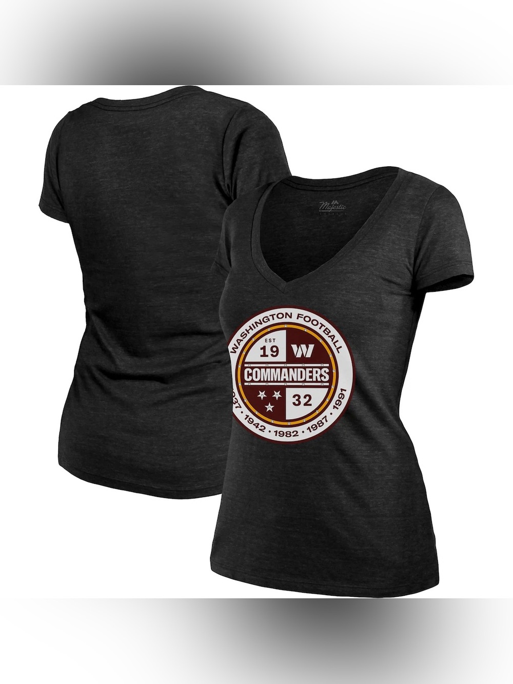 Washington Commanders Majestic Threads Women's Bling Tri-Blend V-Neck T-Shirt